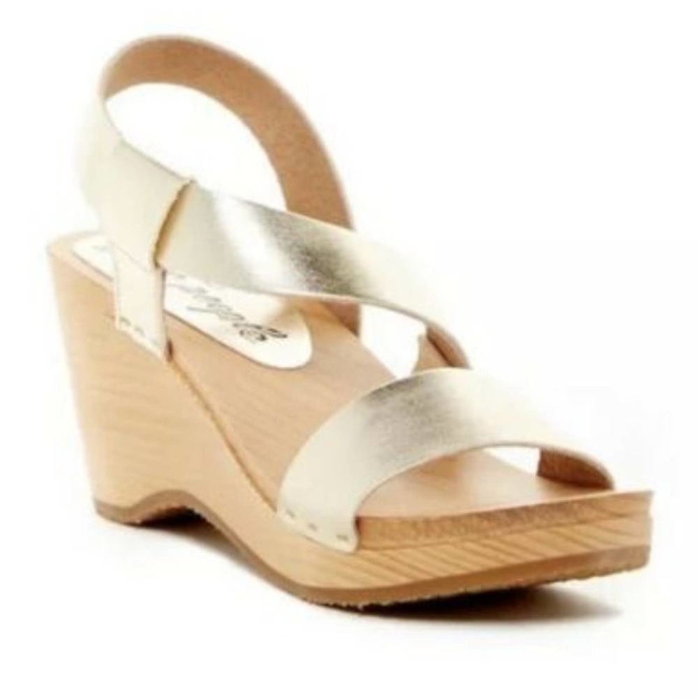 Free People Gold Dune Beach Clog Sandals Sz.41